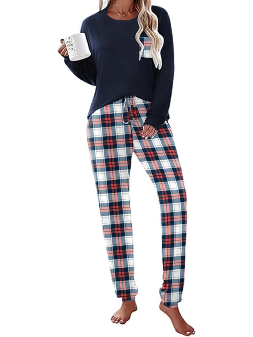 Cozy Long Sleeve Women's Pajama Set | Comfy Lounge Joggers with Pockets